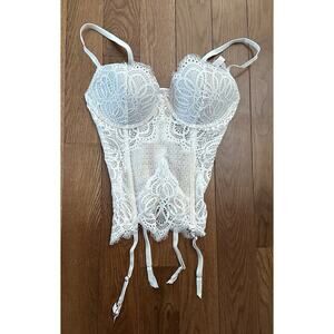 NWT 2015 Victoria’s Secret Size 36C White Ivory Lace Bustier Garter Corset